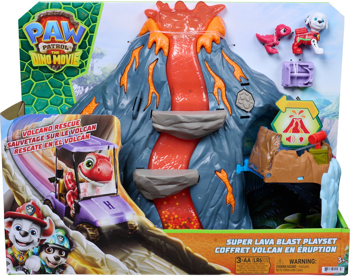 PAW Patrol - De Dino Film Vulkaan Speelset - met licht en geluid Marshall- en Rhubarb-actiefiguren — cadeau in Spellen & Speelgoed - foto 3