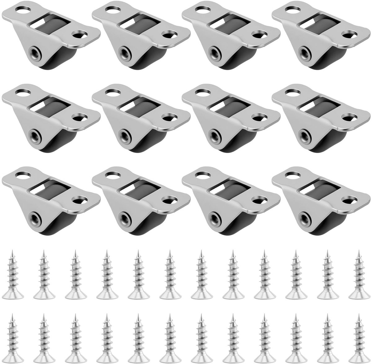 Meubelwielen, klein met metalen stalen bovenplaat en 24 schroeven, mini-wieltjes voor meubels, rubberen loopwielen, meubelwielen, compacte meubelwielen, voor kleine apparaten, projecten