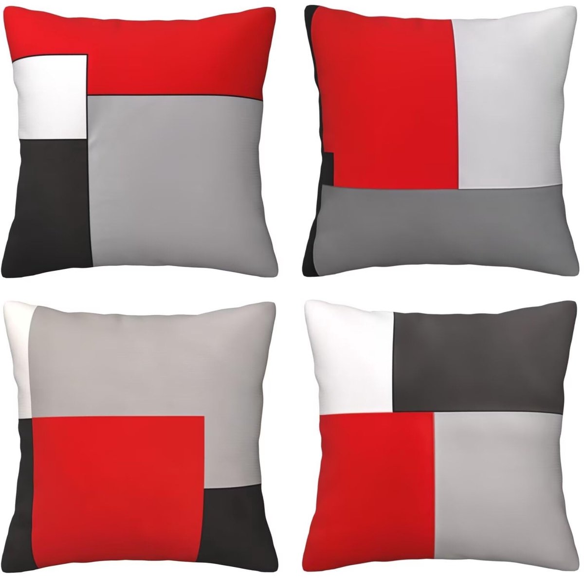 Set van 4 kussenhoezen, sierkussenhoezen met onzichtbare ritssluiting, zacht, wollig, voor tuin, woonkamer, bank, decoratie, 65 x 65 cm, D2401
