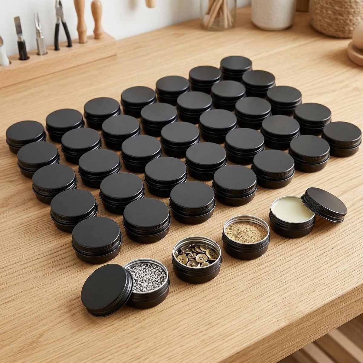 50 stuks 15 ml zwarte aluminium blikjes, lege metalen potjes voor reizen, DIY kaarsen maken en make-up opslag
