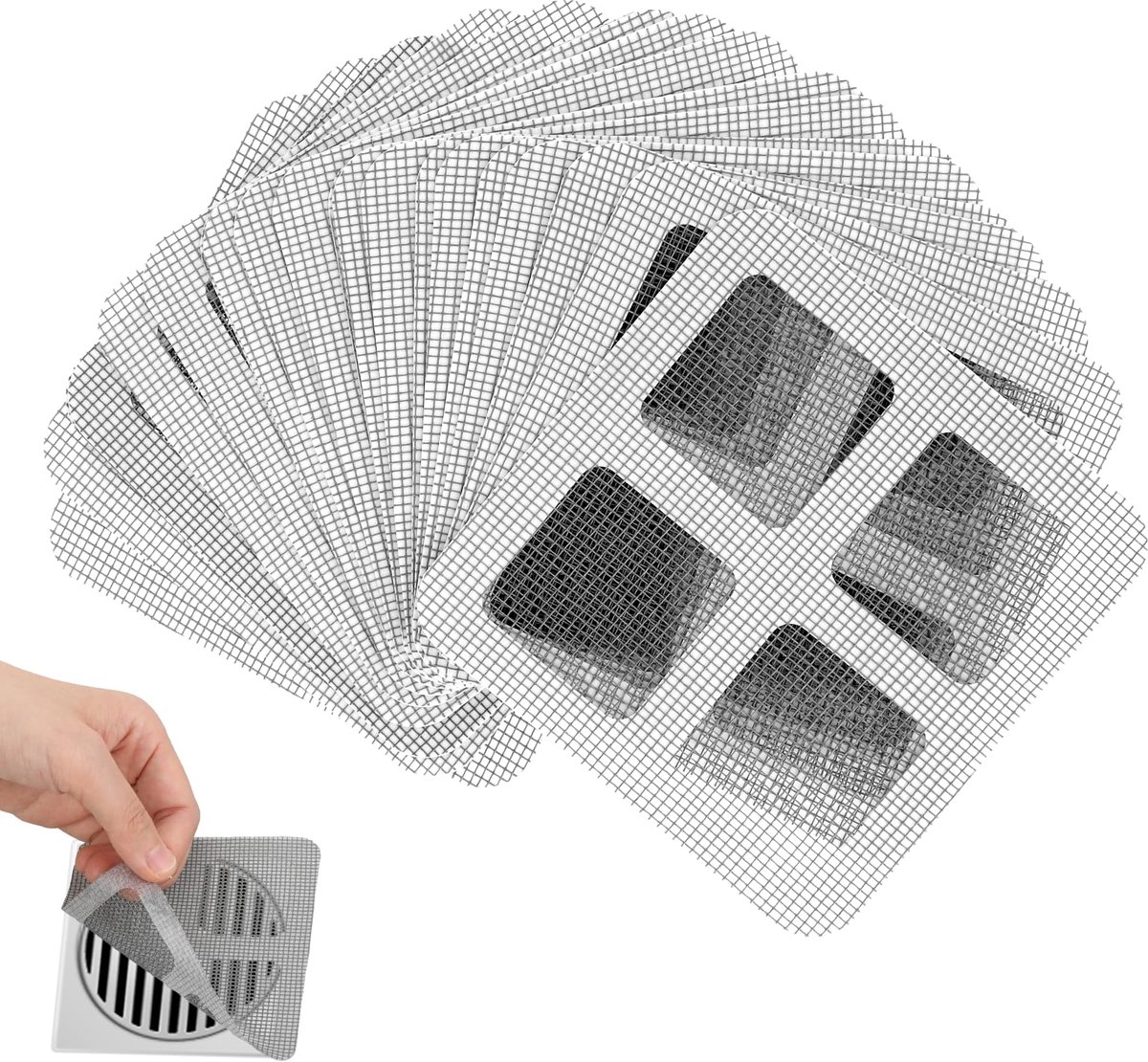 20 stuks haarzeef, douchestickers, 10 x 10 cm afvoerstickers, filter wastafel zeefstickers