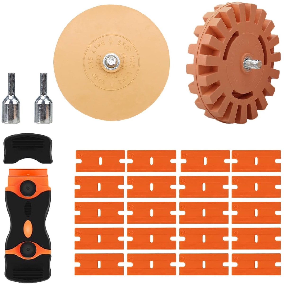Dailygoods - Folieradergum, sticker gum, folieregum met adapter, gum, plastic verwijderaar, professionele verwijdering van folie en zelfklevend residu