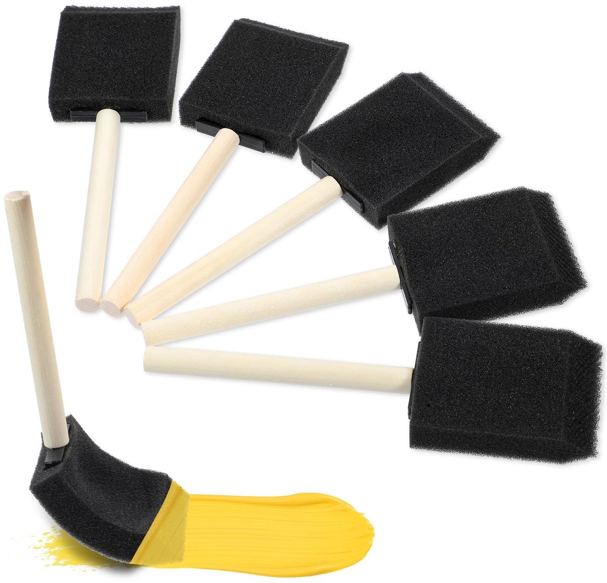Dailygoods- Schuimpenselen 5 Stuks - Schuimborstels voor Schilderen - Knutselen - Verven - Zacht en Flexibel - Hout/Spons Materiaal - Schuimkwasten