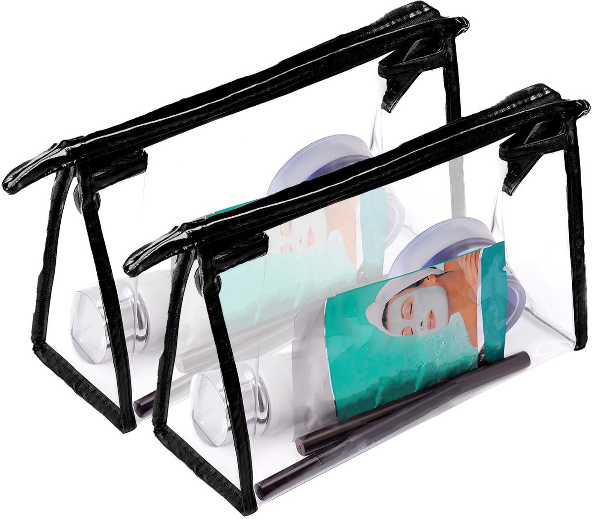 Dailygoods - 2 Transparante Toilettassen - Waterdichte PVC Make-up Tas voor Reizen