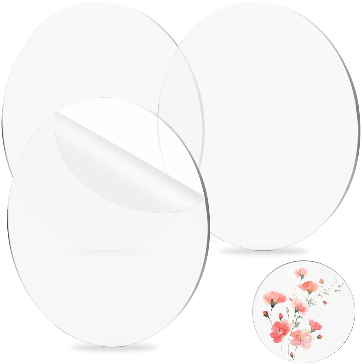 Dailygoods - 3 stuks transparante acrylplaten, diameter 15 cm, taartplaat, herbruikbaar, niet-klevend, acryl taartbord met beschermfolie, 3 mm taartonderlegger, rond, voor het bewaren van taarten
