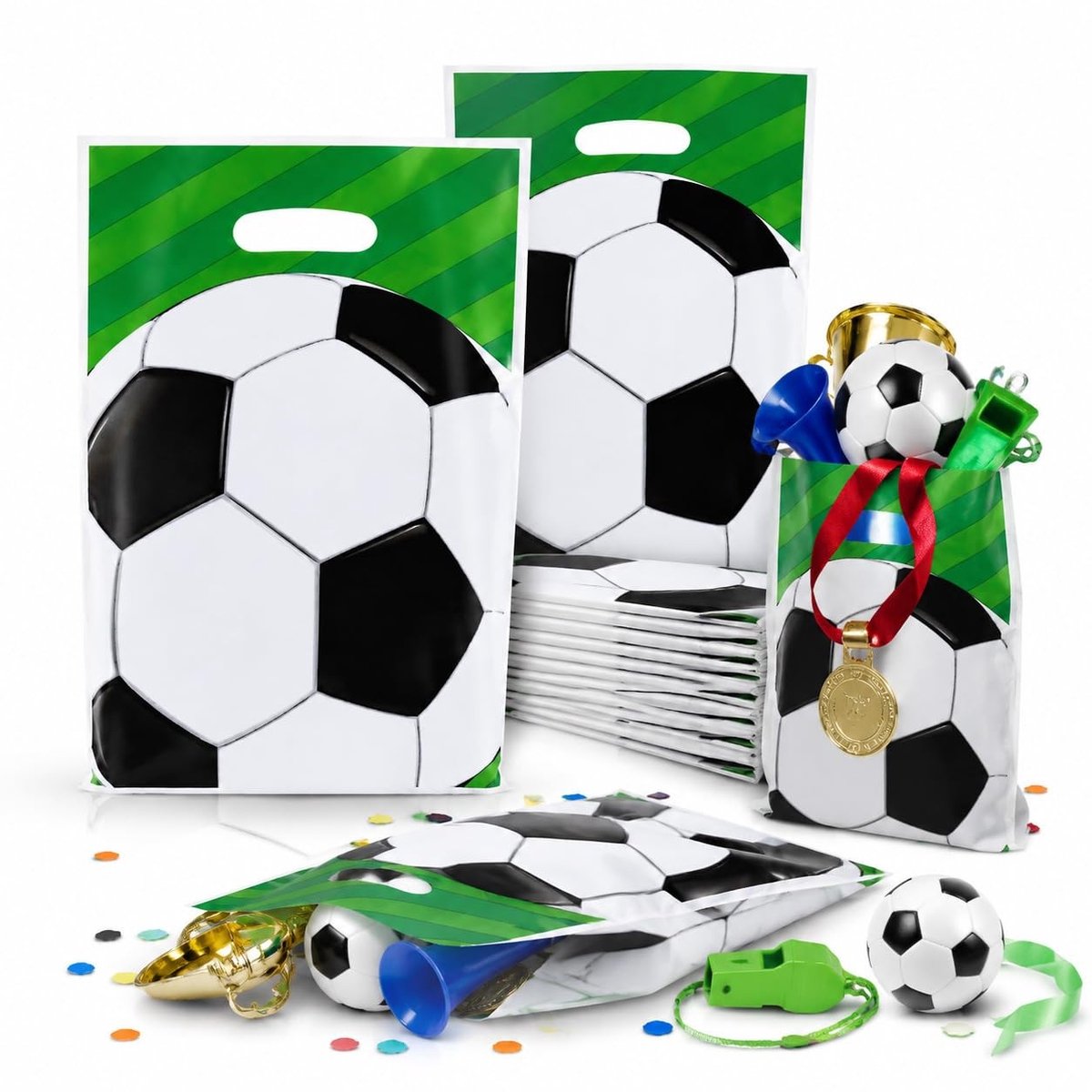 Dailygoods- Cadeauzakjes Voetbal - Geschenktas - Inpakzakjes - Papieren Zakjes - Uitdeelzakjes - Hoogwaardig Materiaal - Optimale Afmetingen - Geschenkzakjes