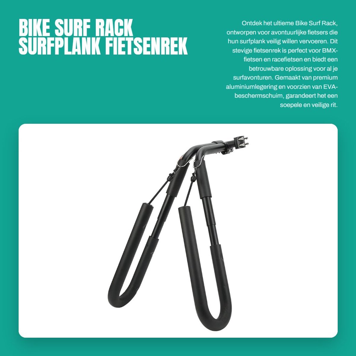 Dailygoods- Surfplankfietsenrek Roestvrij - Aluminiumlegering - EVA Beschermschuim - Duurzaam - Universeel - Inclusief 2 Rekken - Fietsendrager
