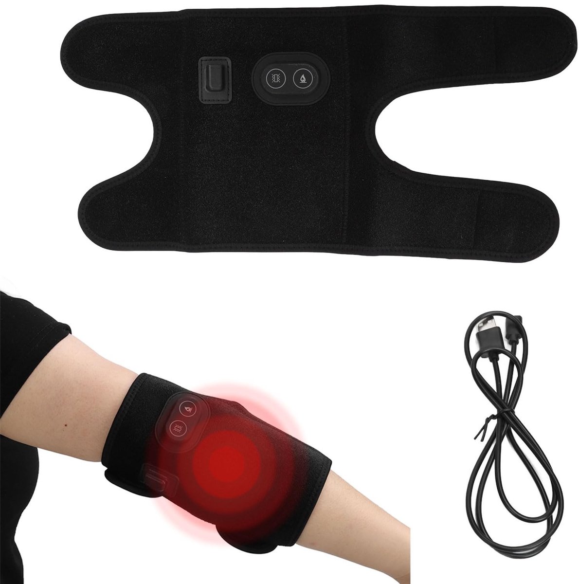 Dailygoods- Elleboog Brace Verwarmd - Verstelbaar Ontwerp - Fysiotherapie - Pijnverlichting - Bloedcirculatie - Nylon/Polyurethaan - Elleboogband