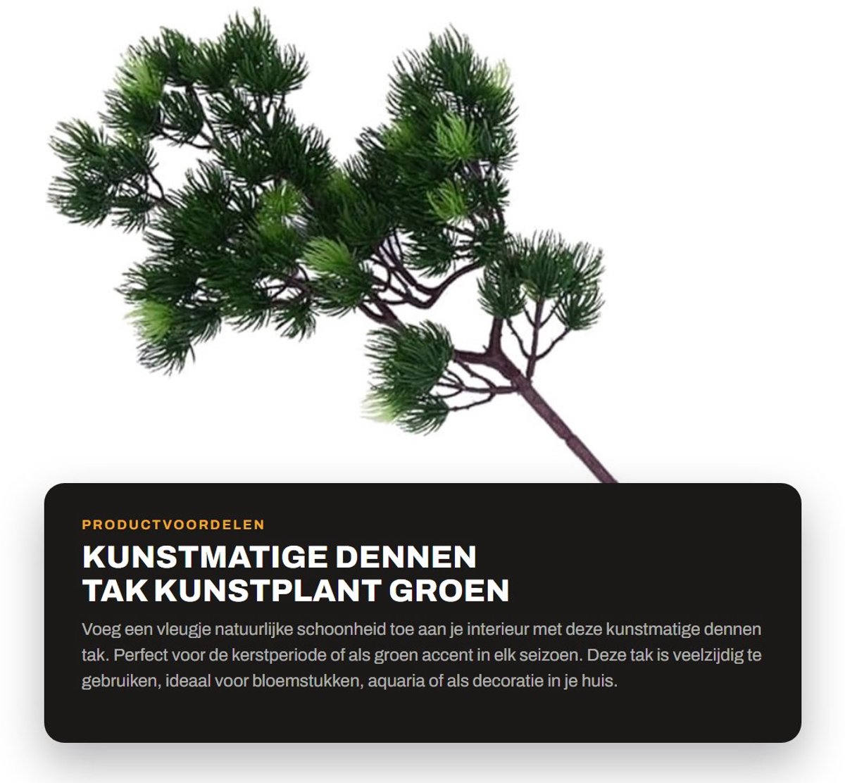 Dailygoods- Kunstplant Kunstdennentak - Kunstplant voor Decoratie - Kunstplanten voor Binnen - Kunstplant voor Bloemstukken - Kunstplant voor Kerstmis - Afmetingen 20 x 8 x 40 cm