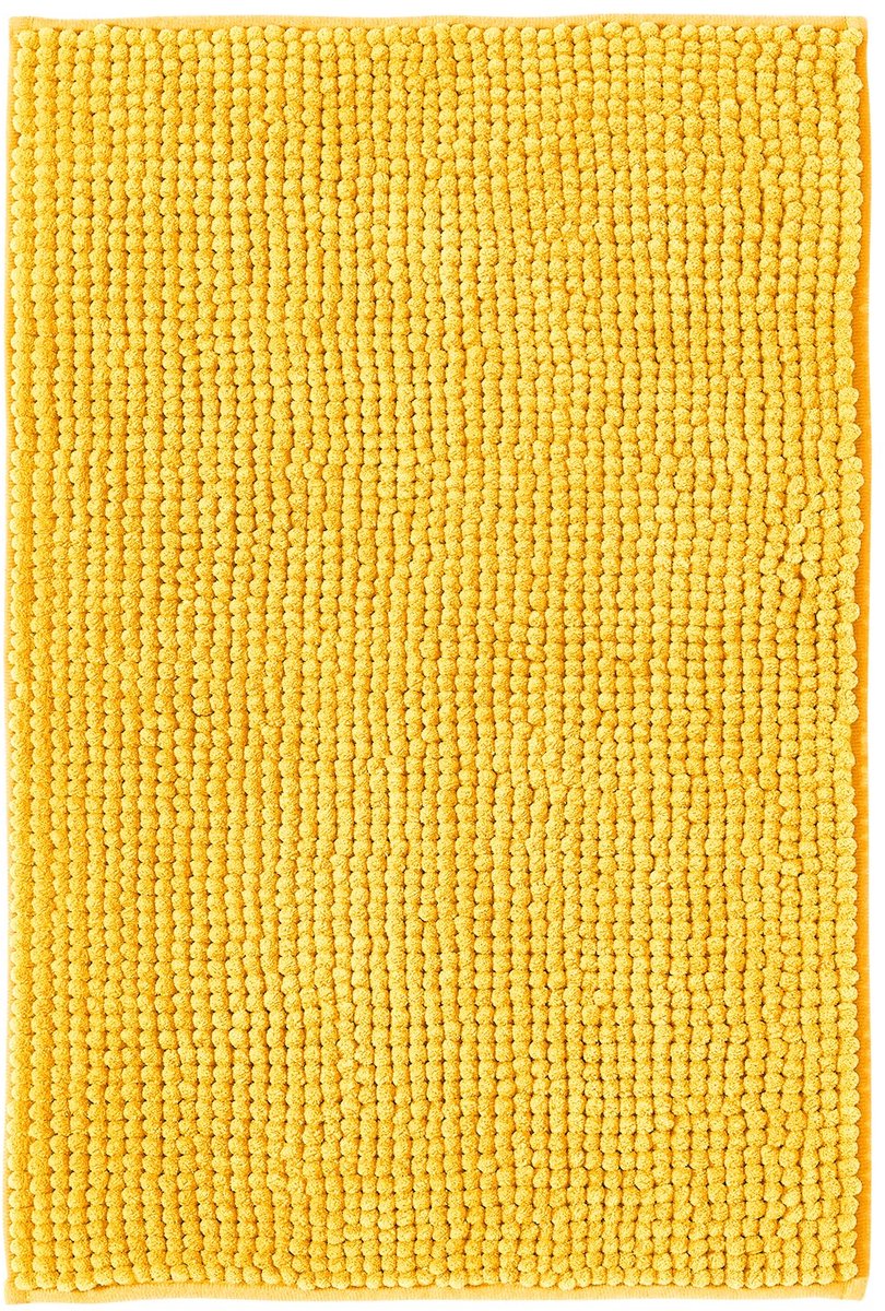 Badmat Anti-Slip av soft Chenille | Super absorberend en machinewasbaar | Te combineren als badmat set | Voor de badkamer, douche, bad of als WC mat | Geel - 50x80 cm