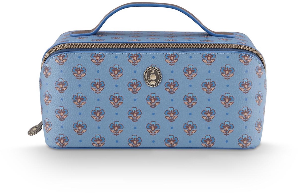 Pip Studio - Toilettas - Cyrille Medium Jaipur Flower - Blauw - 23,5x10,5x11cm