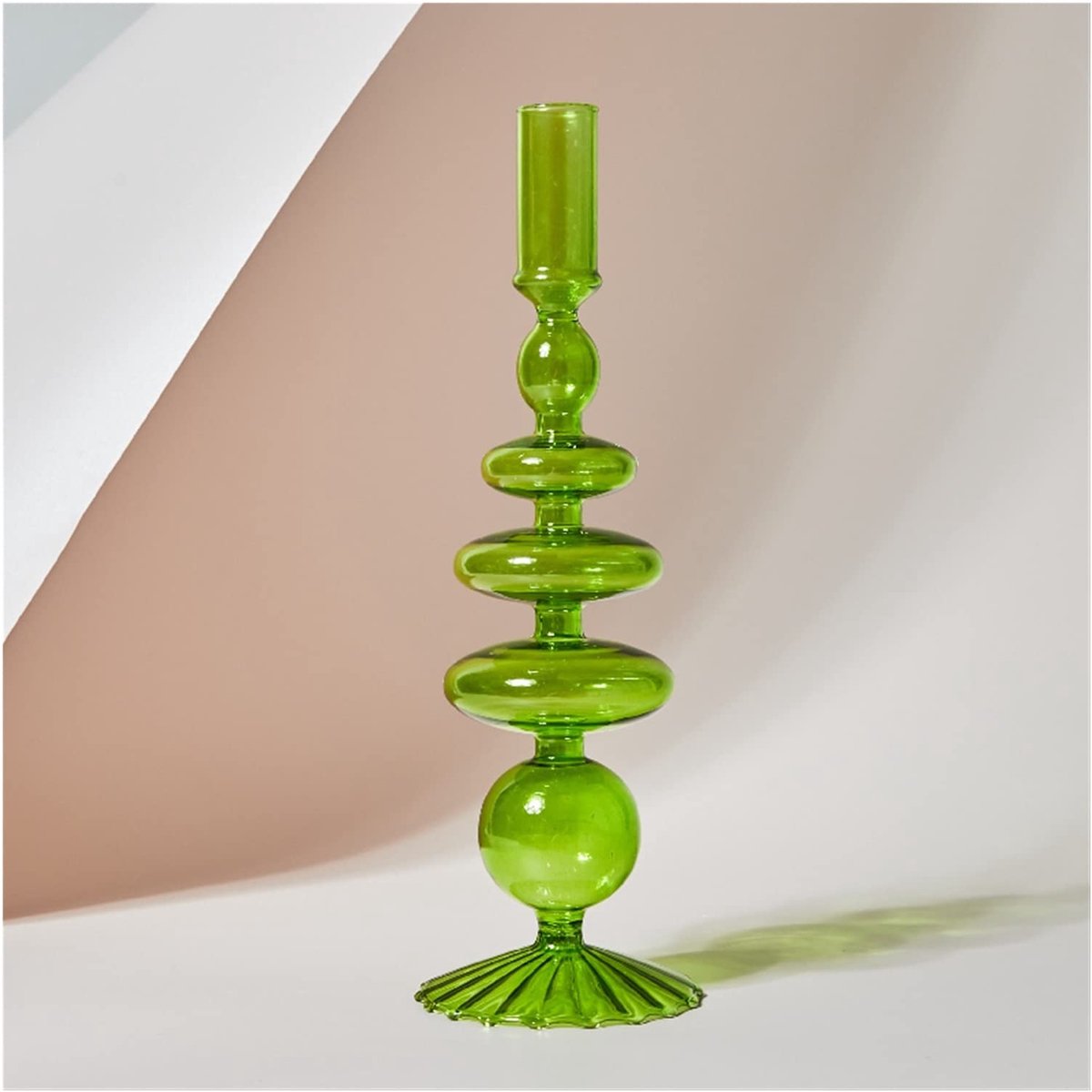 Kandelaars Houders Retro Glass Classic Craft Candlesticks Houders for Bruiloft Decoraties Glazen kaarshouder (Color : Green)