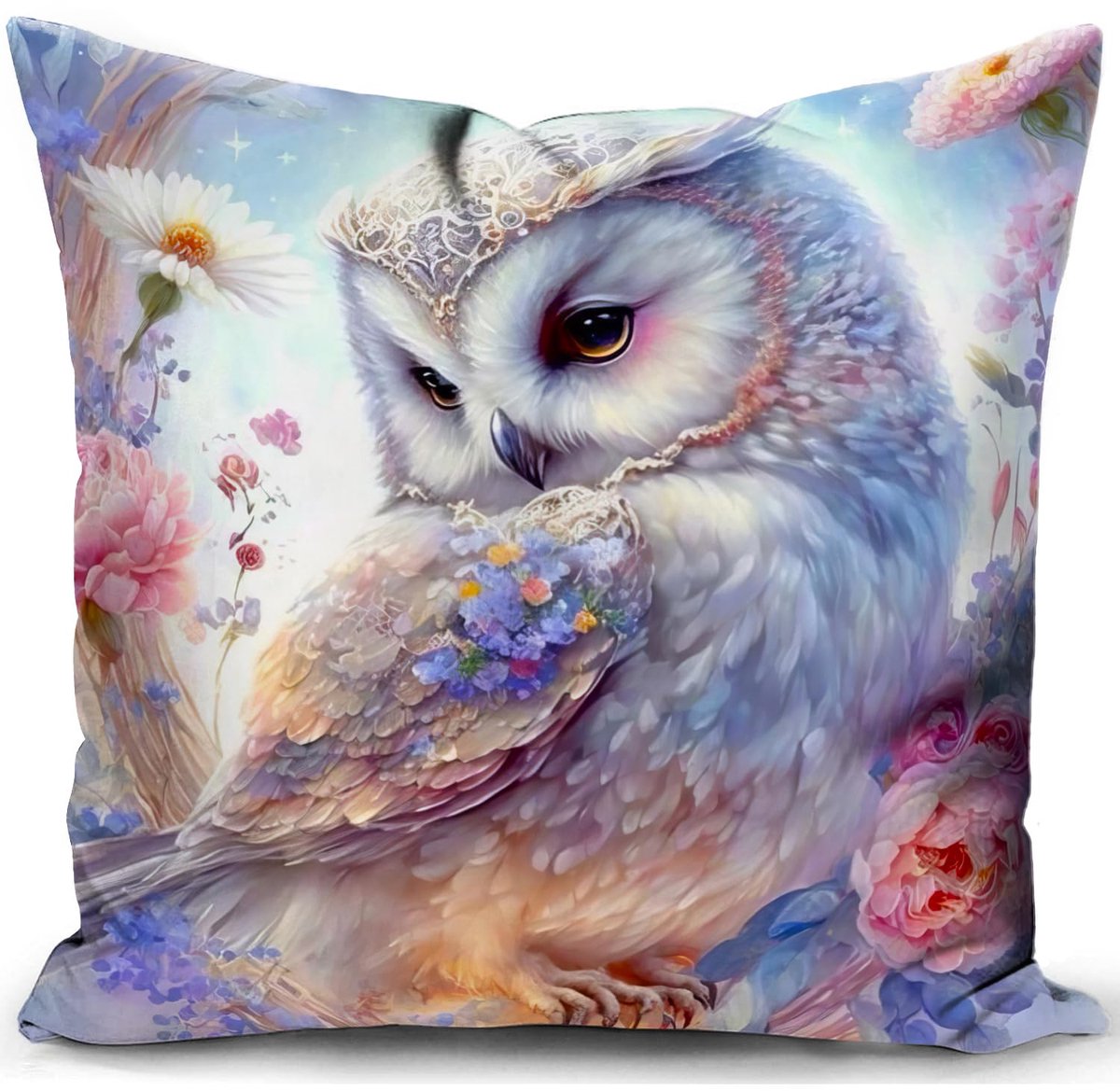 Kussenhoes Uil Decoraties Kussensloop Uil Dier Ornamenten Bloemen Geschenken voor Vrouwen Buitendecoratie Thuis Woonkamer Bank Bank 40x40 cm