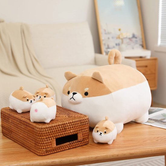Knuffeldier met 4 Shiba Inu-knuffels in haar buik, gevuld katoenen pluche dier speelgoed cadeau voor kinderen — afbeelding 3