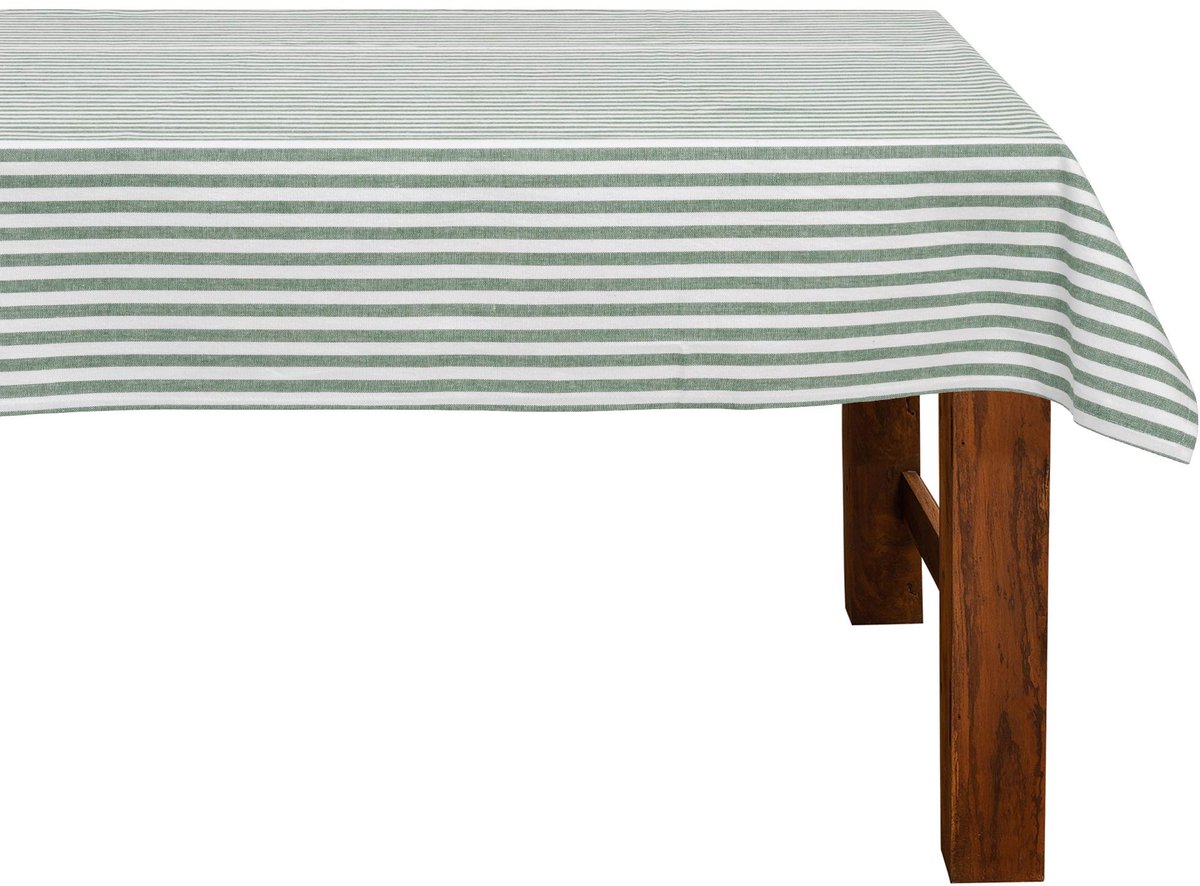 Tafelkleed 100 x 140 cm donkergroen/wit gestreept (kleur en grootte naar keuze)