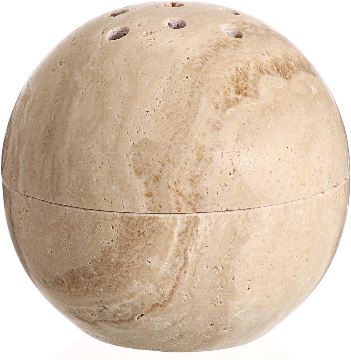 Marmeren wierookhouder met deksel voor wierookstokjes - Ronde beige sfeerdecoratie voor slaapkamer, yoga en woonkamer, perfect als cadeau