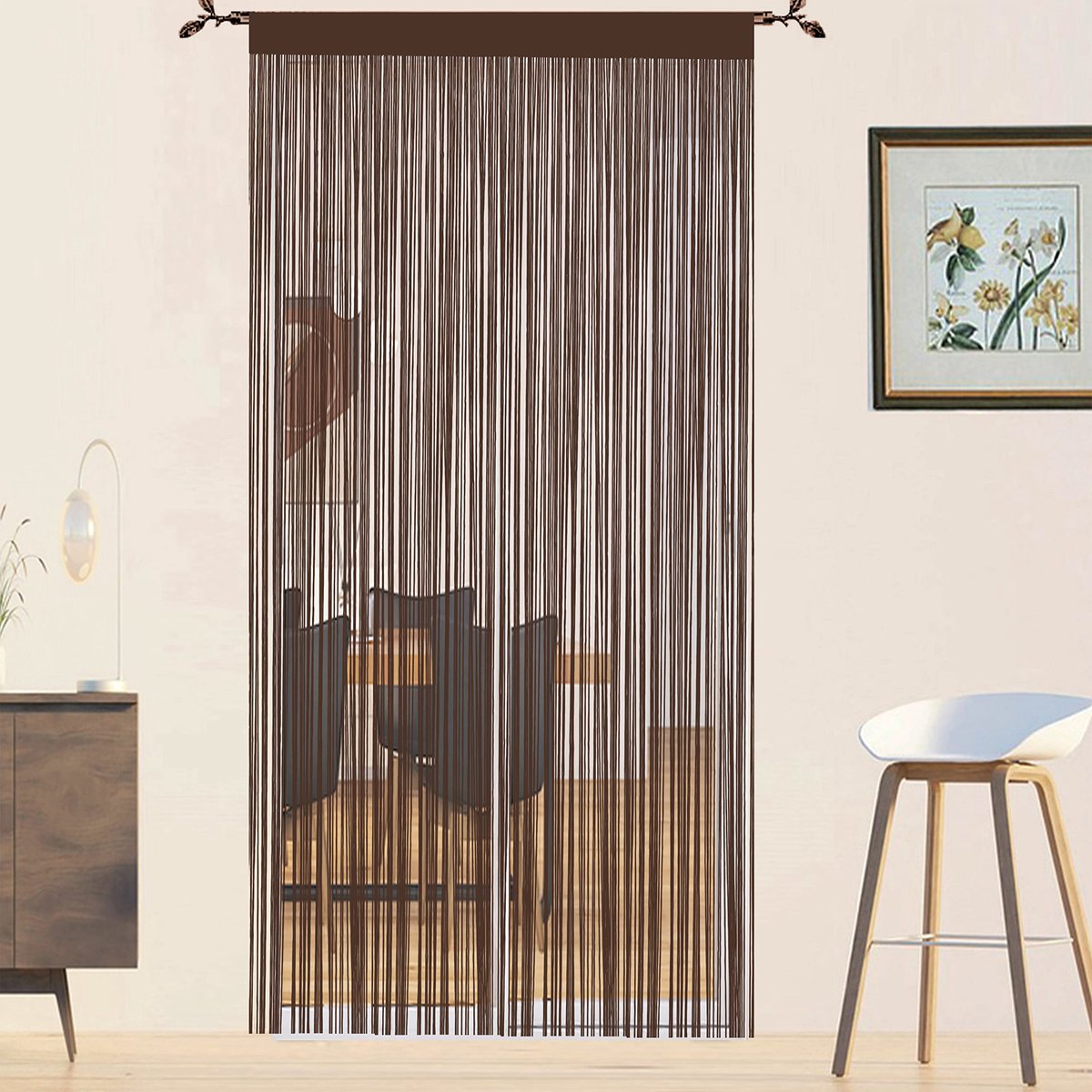 Gordijnen Voor Raam String Vliegen Deuren Decoraties Kamerverdelers Deuropeningen Panel Slaapkamer Woonkamer Kast Gordijnen (Koffie 90x200cm