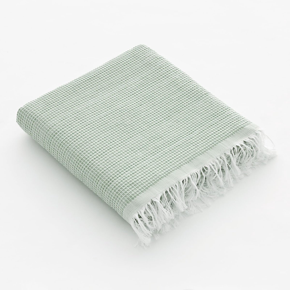 Strandhanddoek, licht, honingraatpatroon, 90 x 180 cm, olijfgroen