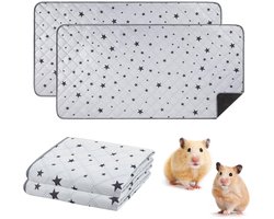 2 Stuks 60x120cm Pipi Pads voor Cavia's: Grijs Sterren Wasbaar Herbruikbaar Absorberend Waterdicht, Voering voor Kooi en Reisbench voor Cavia, Konijn, Hamster