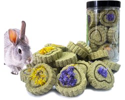 Kauwspeeltjes voor Konijnen, FIPASEN 18 Stuks Natuurlijk Timothy Hooi Kauwspeeltje, Verbeter de Tandgezondheid voor Konijn/ Chinchilla/ Cavia/ Hamsters /Holland Hangoor, Traktaties voor Cavia's