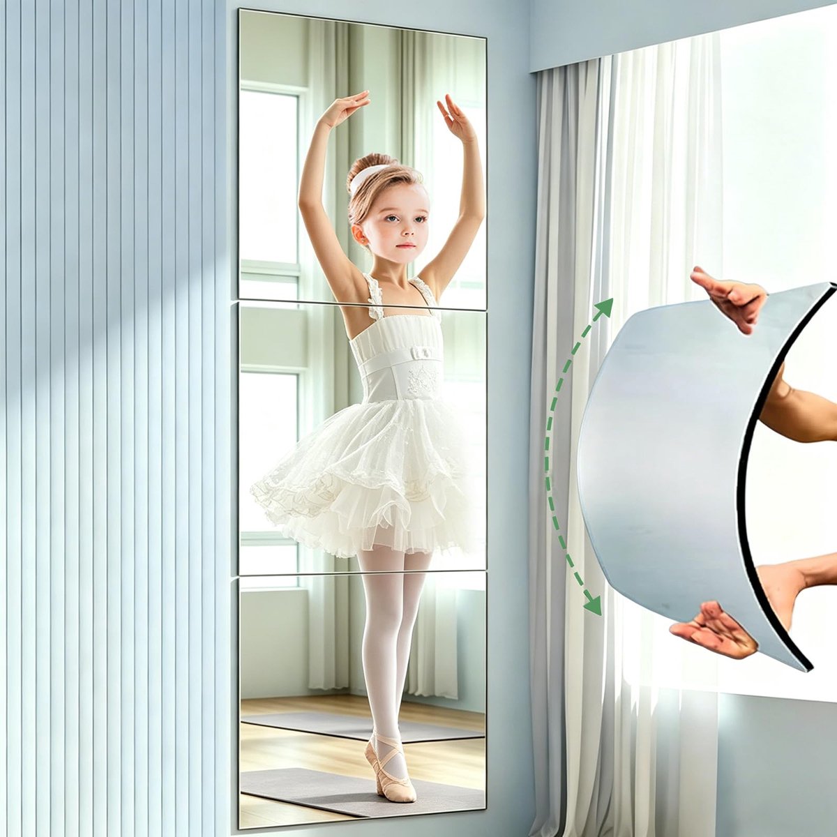 3 Stuks Zelfklevende Muurspiegel, 30 x 40 cm Zelfklevende Spiegel zonder Lijst, Kleine Zelfklevende Muurspiegels Onbreekbaar, Acryl Muurspiegels voor Woonkamer, Slaapkamer, Deur (3 Stuks)