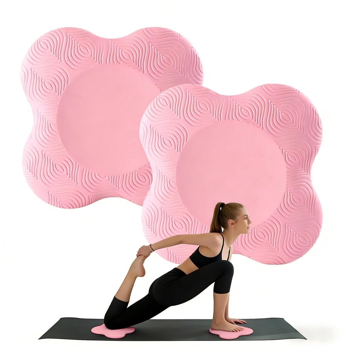 Set van 2 kniebeschermers voor yoga, antislip, van slijtvast materiaal, bescherming voor knieën, handen, polsen en ellebogen, ideaal voor yoga, pilates en fitness