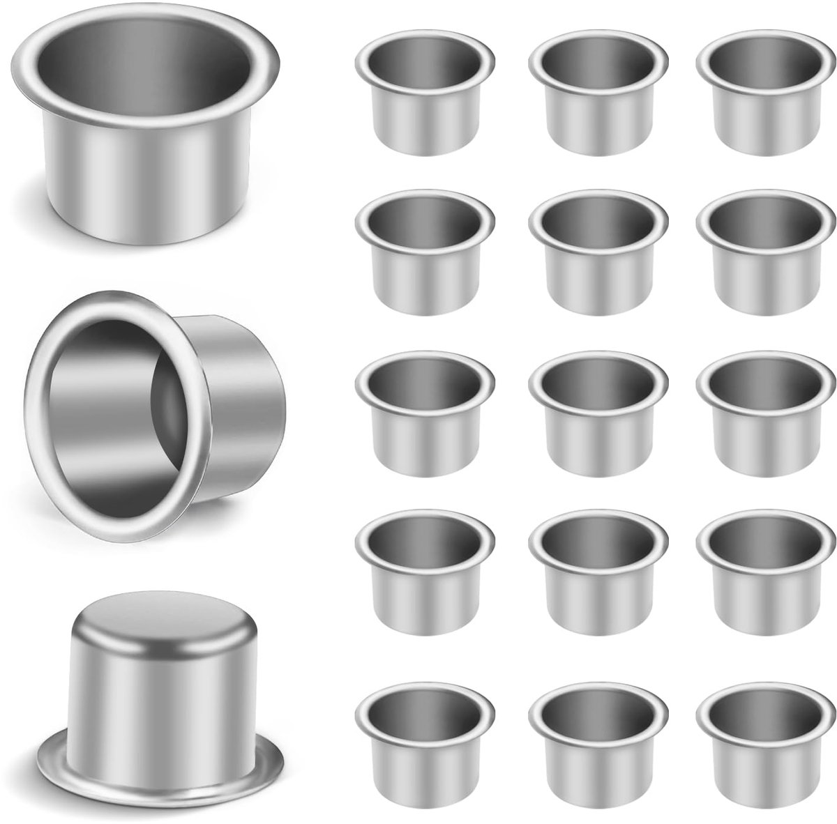 30 stuks mini-kaarsenhouder, zilverkleurig, kaarsenhouder, zilverkleurig, kaarsenhouder voor kaarsen, voor verjaardagen, tafeldecoratie voor Kerstmis