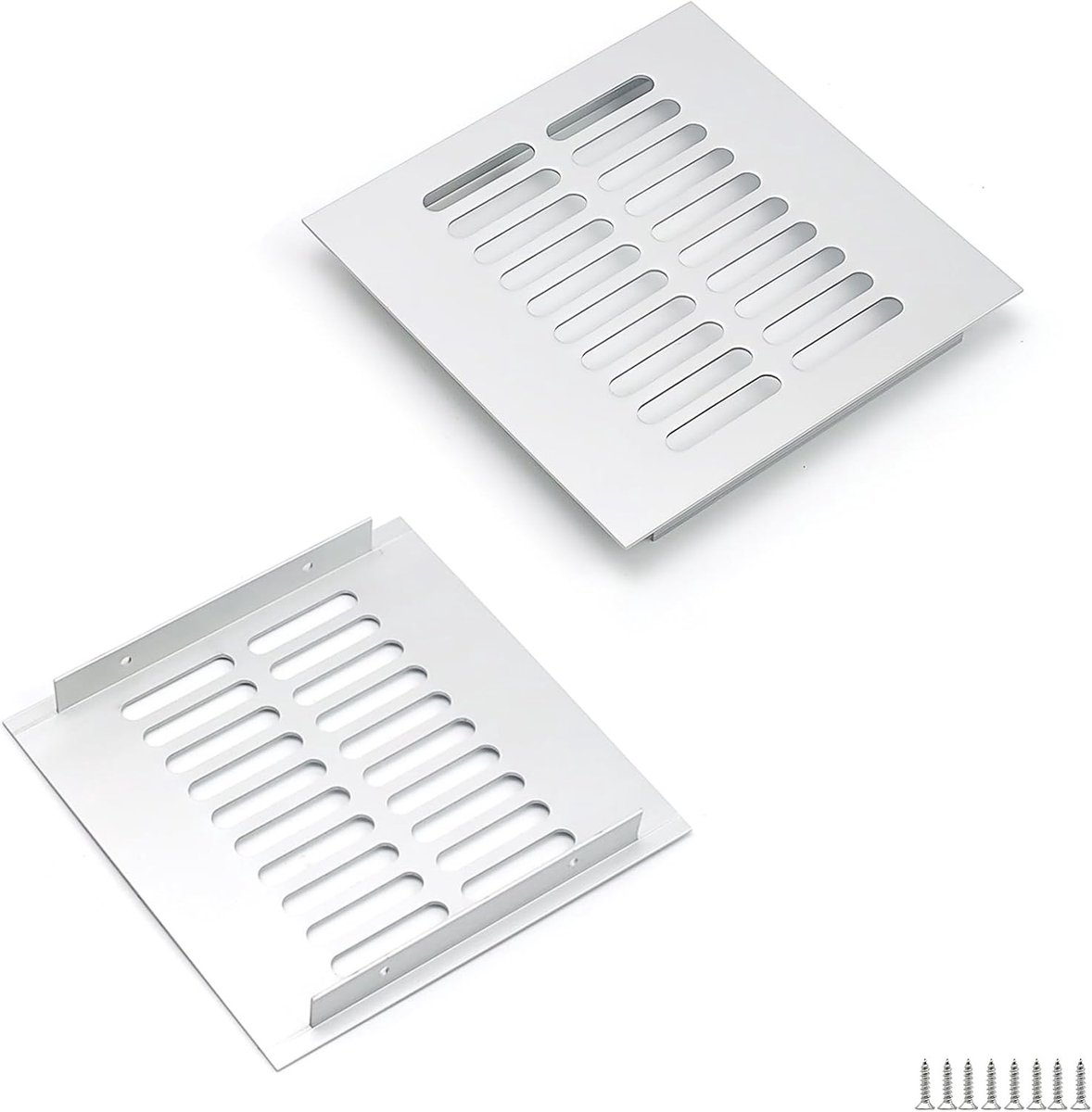 Set van 2 Aluminium Ventilatieroosters 150 x 150 mm, Vierkant, Geschikt voor Kasten, Slaap