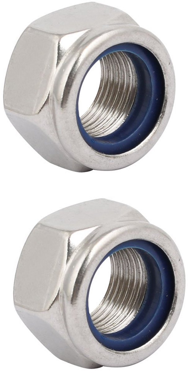 Sourcingmap 2 stks M18 x 1.5mm Pitch Metrische Fijne Draad 304 Rvs Hex Lock Moeren