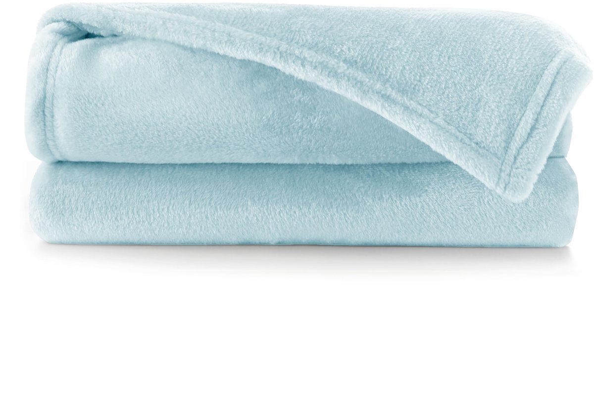 Mic Knuffeldeken 70 x 150 cm lichtblauw deken microvezel sprei fleece zacht pluizig knuffelig