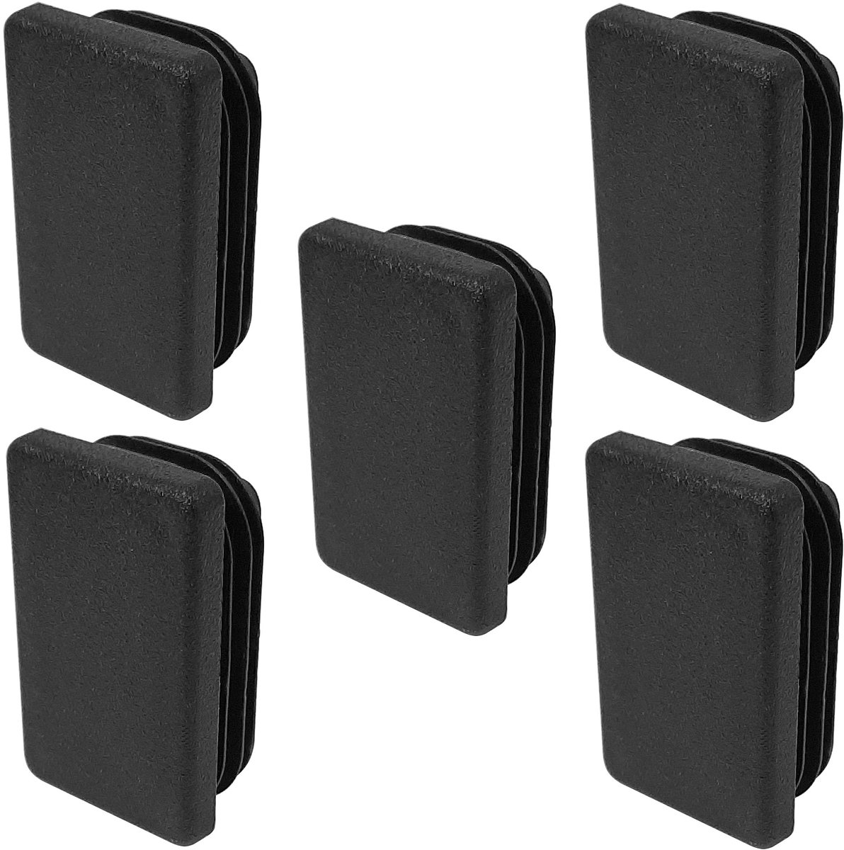 cyclingcolors 5 x kunststof rechthoekige buisstoppen, lamellenstop, zwarte stop, buizen buiten eindkappen, meubelglijders, 40 x 30 mm