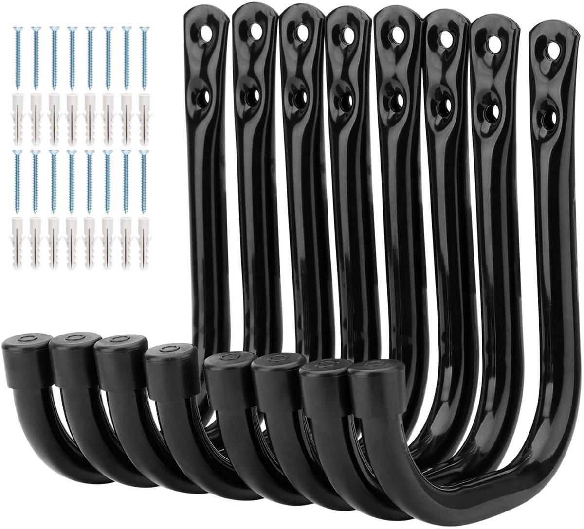 opslaghaken, zware utility J-haken voor garageopslag, schuurorganizer, tuingereedschap, sportuitrusting voor de sportschool, elke haak max. belasting 20KG (14cm x 10,5cm)