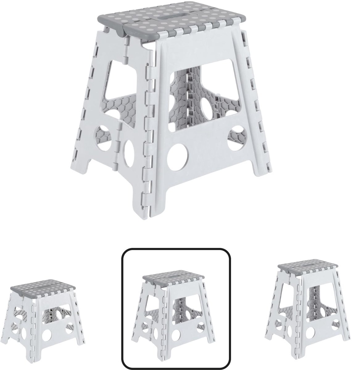 TB-039-GB Opvouwbare Kruk voor Keuken of Badkamer | Inklapbare Opstap | Opvouwbaar Krukje | Inklapbare Banquetkruk | Stevige Opstap voor Volwassenen en Kinderen (tot 150 kg)| 39 cm Hoog | Wit
