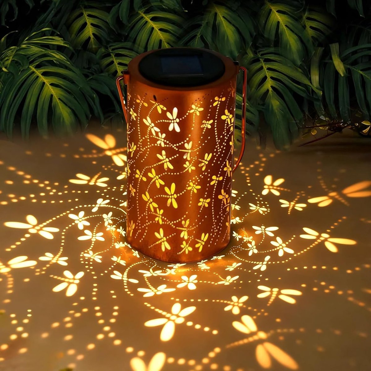 LISM - Hanglamp met libellenmotief op zonne-energie, waterdichte hanglamp, geschikt voor b