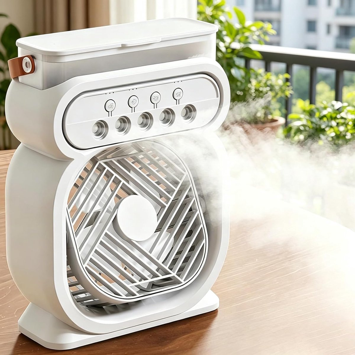 4-in-1 draagbare airconditioner, mini-airconditioner, 3 nevelstanden en 3 ventilatorsnelheden, kleine verdampingsluchtkoeler, USB mini-verdampingsluchtkoeler, geschikt voor slaapkamers, kantoren en op reis (wit).