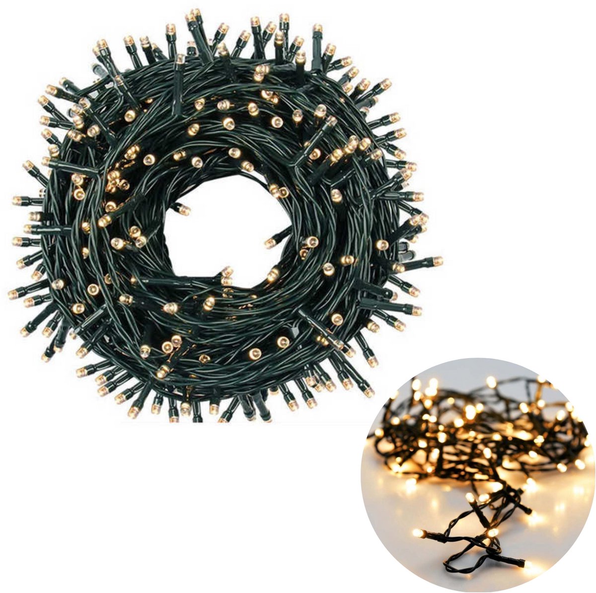 Cheqo Kerstboomverlichting voor Binnen en Buiten - Kerstverlichting - Kerstdecoratie - Lichtsnoer - LED-Verlichting - 720 LED - 54 Meter - Extra Warm Wit