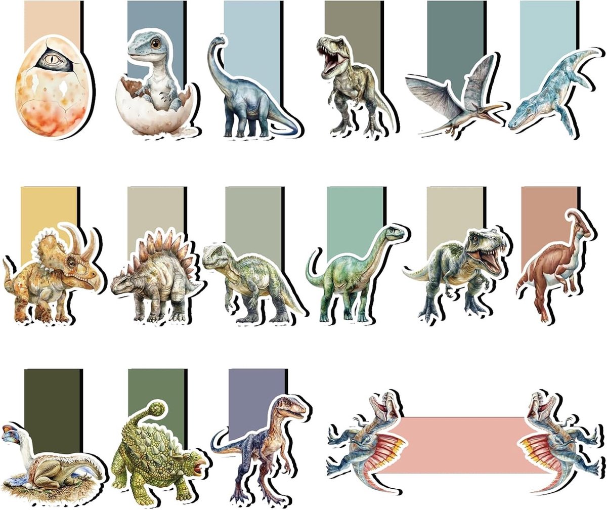 16 Dinosaurus Magnetische Boekenleggers voor Kinderen | Perfecte Verjaardagscadeaus voor Boekliefhebbers, Studenten en Jongens en Meisjes | Zacht en Plat Ontwerp met 16 Unieke Designs