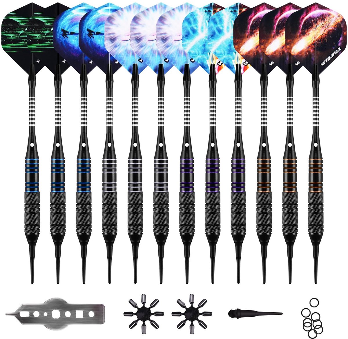 SolidKeus - Set van 12 Professionele Soft Darts met Plastic Punt