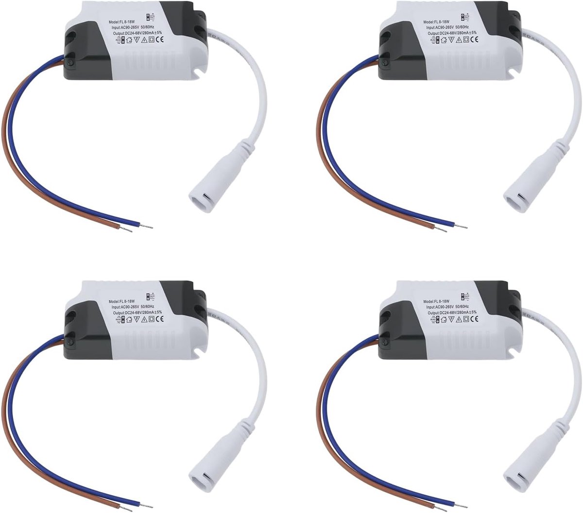 4 Stks LED Panel Voeding 8-18W Voeding Driver Transformator Niet-geïsoleerde voeding 24-86V 280mA voor Schijnwerper Plafondlamp Straatlantaarn 75x34x20mm