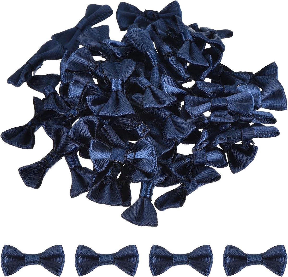 50 Stuks Marineblauw Vliegen 3,5 cm x 1,6 cm Mini Strikken voor Ambachten Kleine Satijnen Strikken Groothandel voor DIY Naaien Scrapbooking Huwelijkscadeau Cadeau Cadeau Woondecoratie