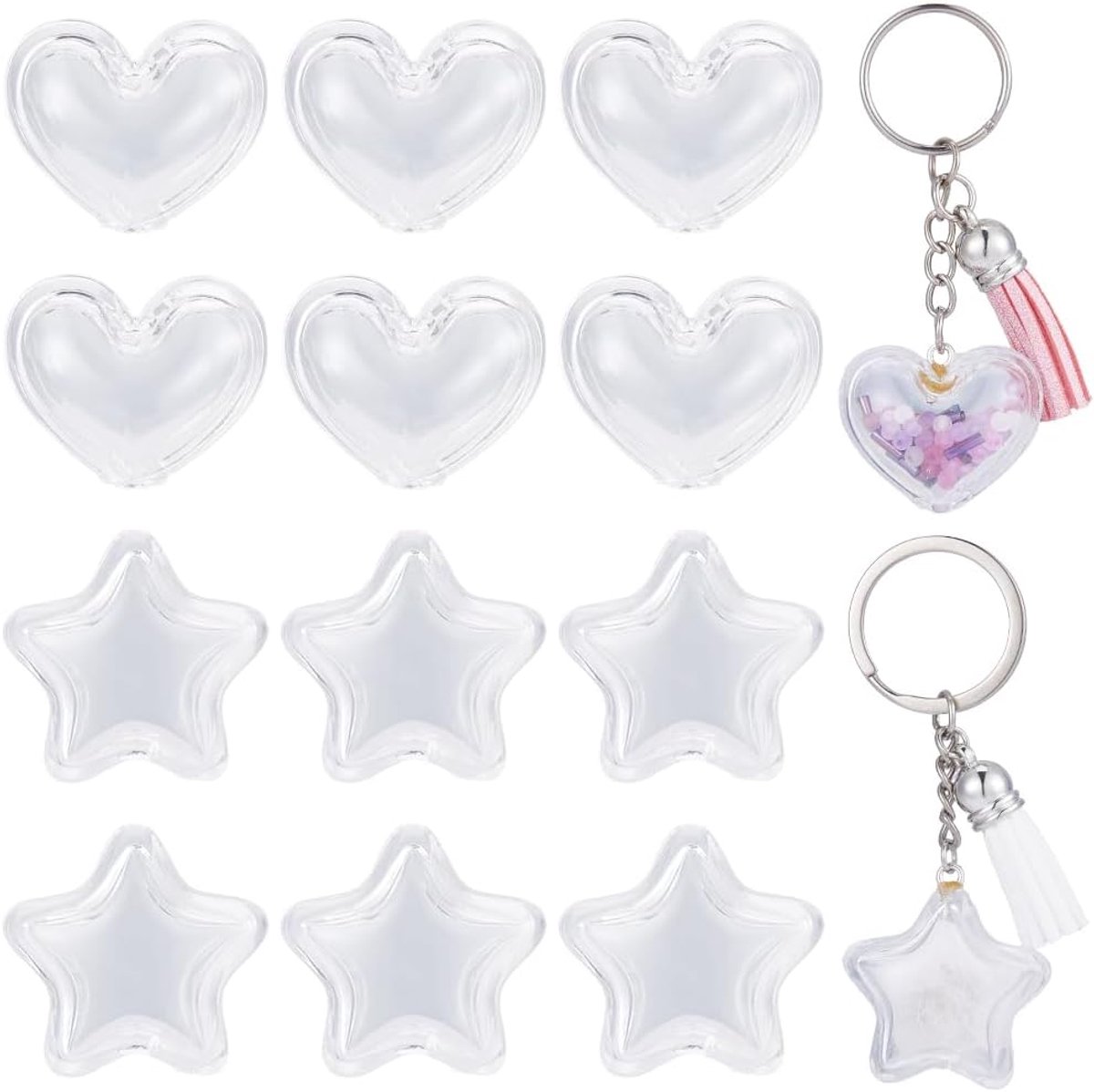 Kralen Clear Acryl Vulbare Kralen Transparante Ster Hollow Groot Gat Grof Gevulde Pailletten Losse Spacers voor Kralen Pen Sleutelhanger Lanyard Sieraden Maken
