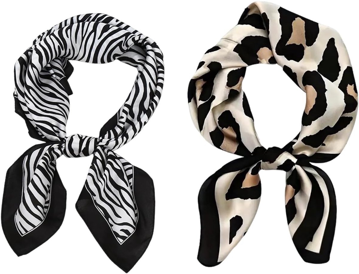 Sjaals, Modieuze Gedrukte Zijden Sjaals, Vrouwen Nek Accessoires, King Bijpassende Sjaals (Luipaard Print, Zebra Print).