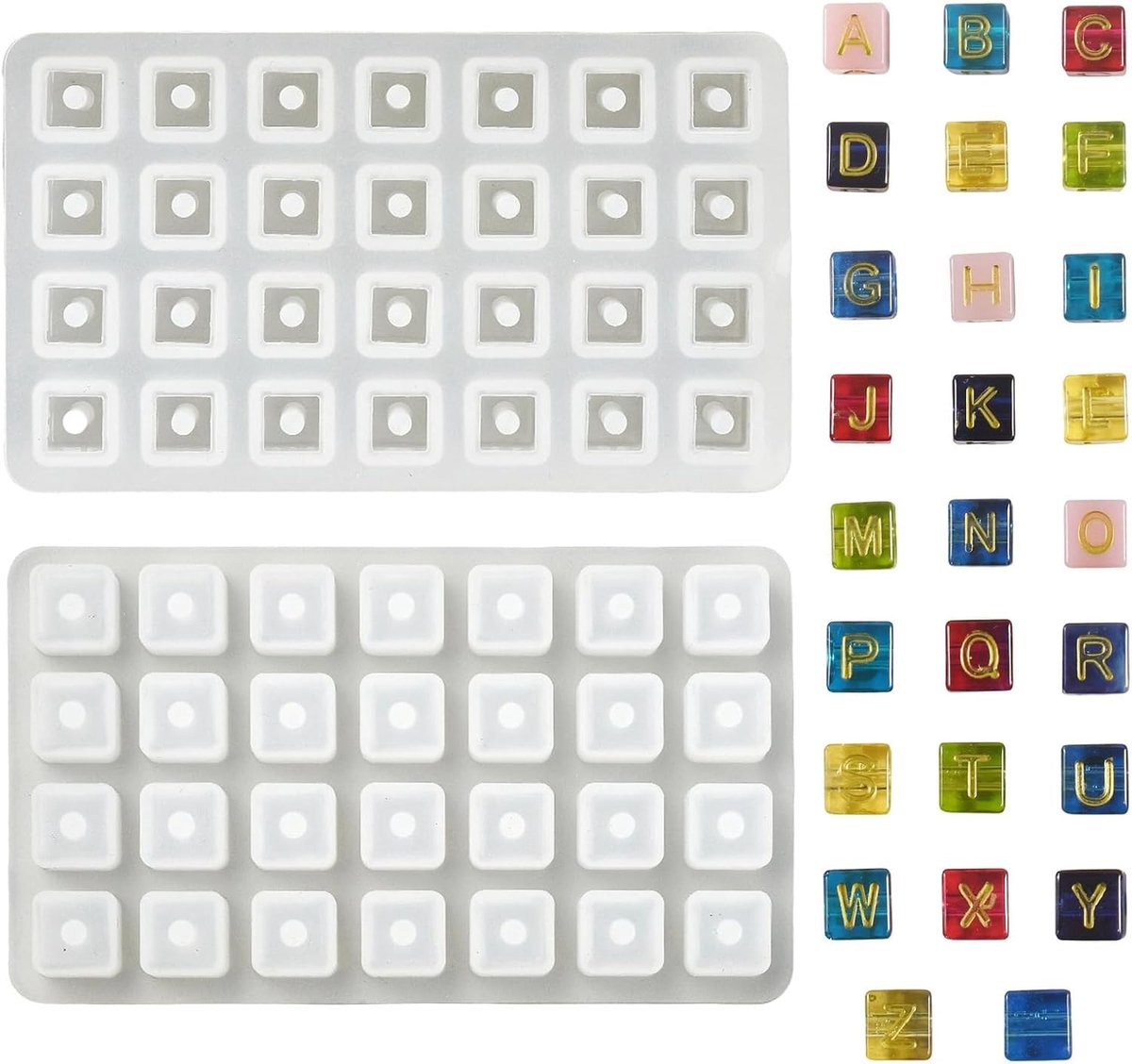 1 Pc Siliconen Letter Mould Kubusvormige Epoxyhars Alfabet Mal Voor Sieraden Maken Geperforeerde Druppelaar Ambachten Wax Ornamenten