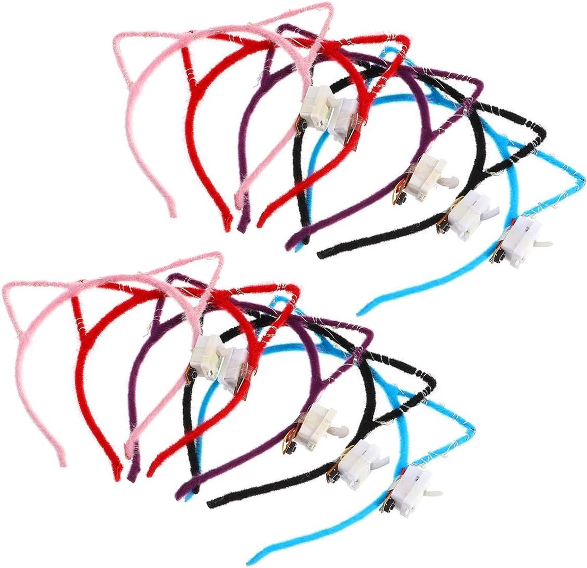 10 stuks led-lichtgevende kattenoren haarband cartoon-hoofdtooi in verschillende kleuren voor feeënfeesten, fotoshoots en andere feesten, aangenaam om te dragen en willekeurige kleur