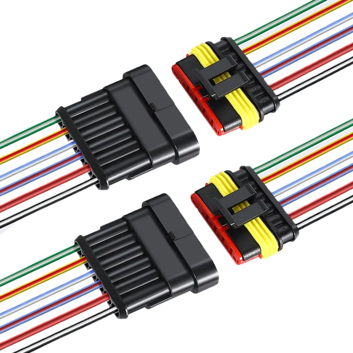 Set van 2 met 6 pinnen voor auto, waterdicht, elektrisch, met 16 AWG, voorbedraad, set met stekker en stekker, waterdicht, voor auto