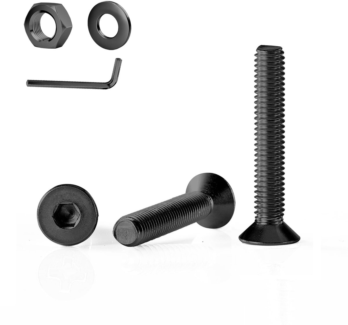 × 20 mm (20 stuks) verzonken schroeven met binnenzeskant DIN 7991 (ISO 10642) volledige schroefdraad verzonken schroef zwart oxide van roestvrij staal A2 V2A