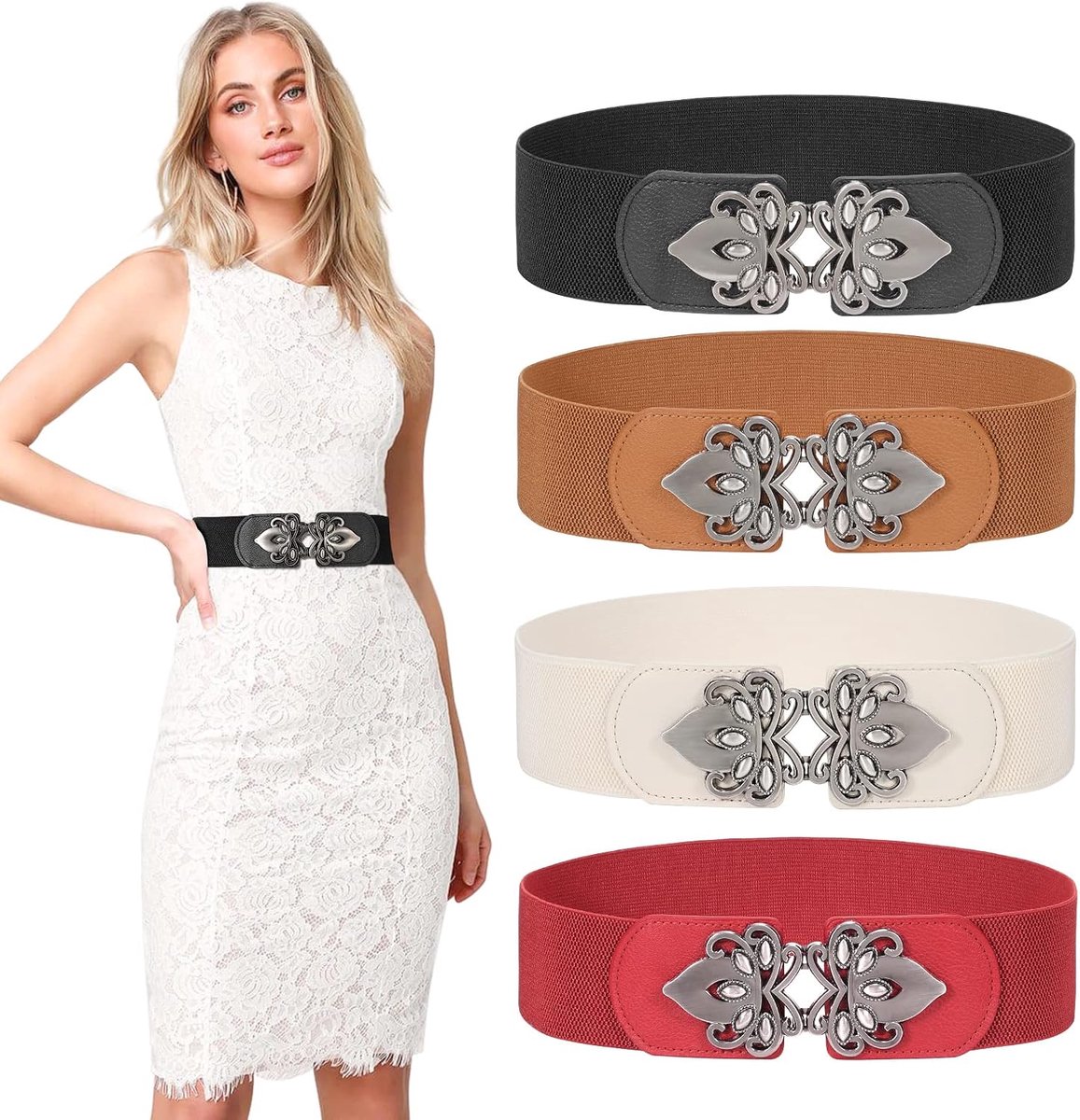 Korsetriem voor dames, brede, elastische wespie-riem voor Halloween-kostuums, veterriem met cinch-tailleband voor jurken