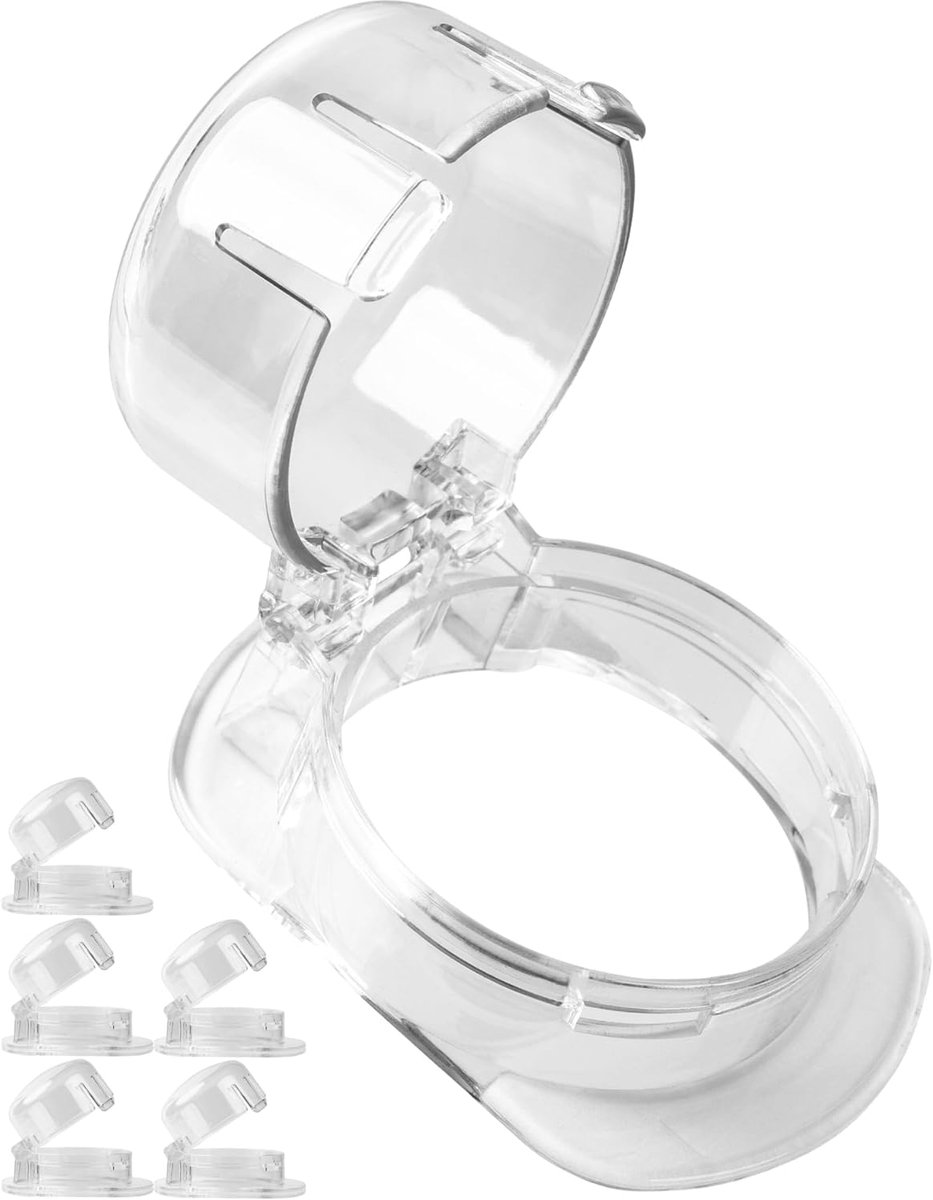 Kinderbeveiliging, 6 stuks, transparant, voor grote bedieningsknoppen met max. Ø 52 x 45 mm, min. 63 mm knop afstand, fornuisbedieningspaneel babybeveiliging, fornuisbescherming draaiknop,