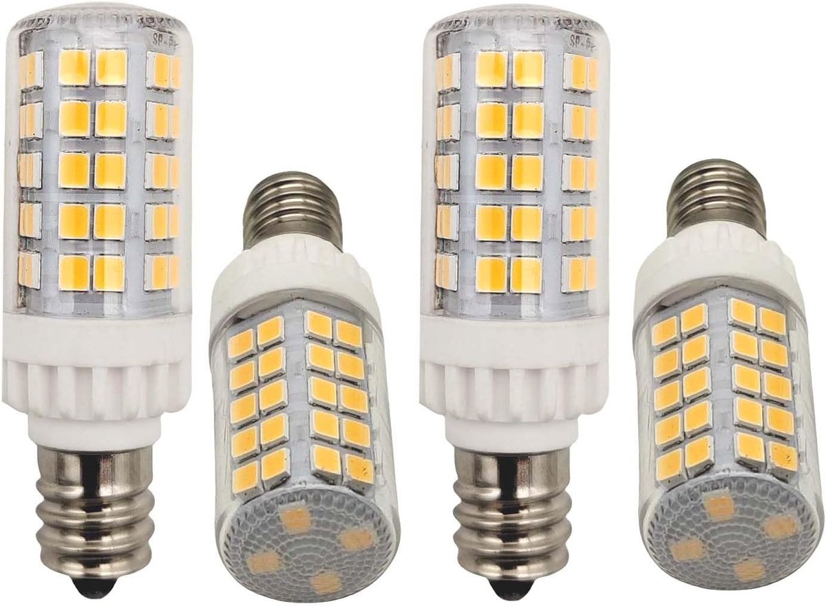 E12 LED-lamp 5W C7-lamp 60 W equivalent halogeenlicht Daglicht T6 Kandelaar lamp 60 Watt voor plafondventilator Naaien Serger Light Fridger Magnetron Light Kroonluchter Verlichting 4 stuks 5000K