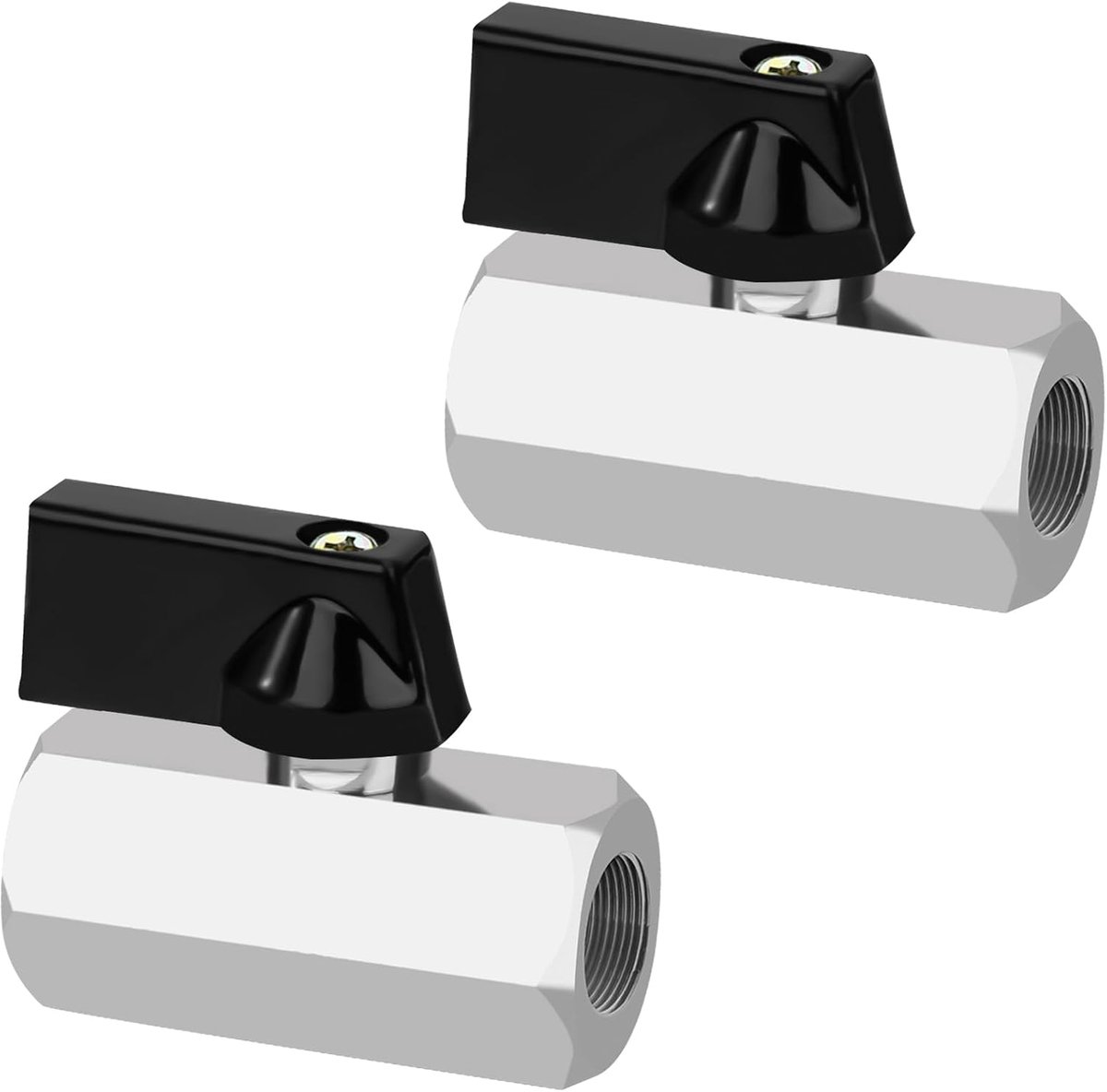 Kogelkraan, 2 stuks, verchroomd afsluitventiel, 0,64 cm (1/4 inch) vrouwelijk, mini-kogelkraan van messing voor water, olie, tuinirrigatie